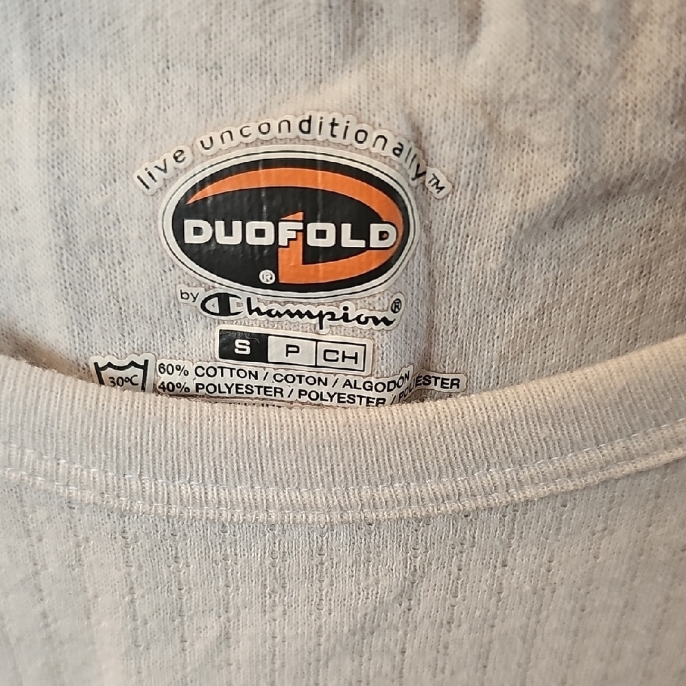 Champion Duofold Unisex White Long Sleeve Top Size Small - Picture 2 of 5